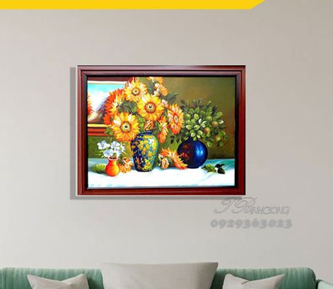 Tranh sơn dầu Bình Hoa Đôi Mùa SDTC74