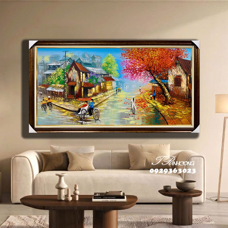 Tranh sơn dầu Bình Yên Một Góc Phố SDTC48