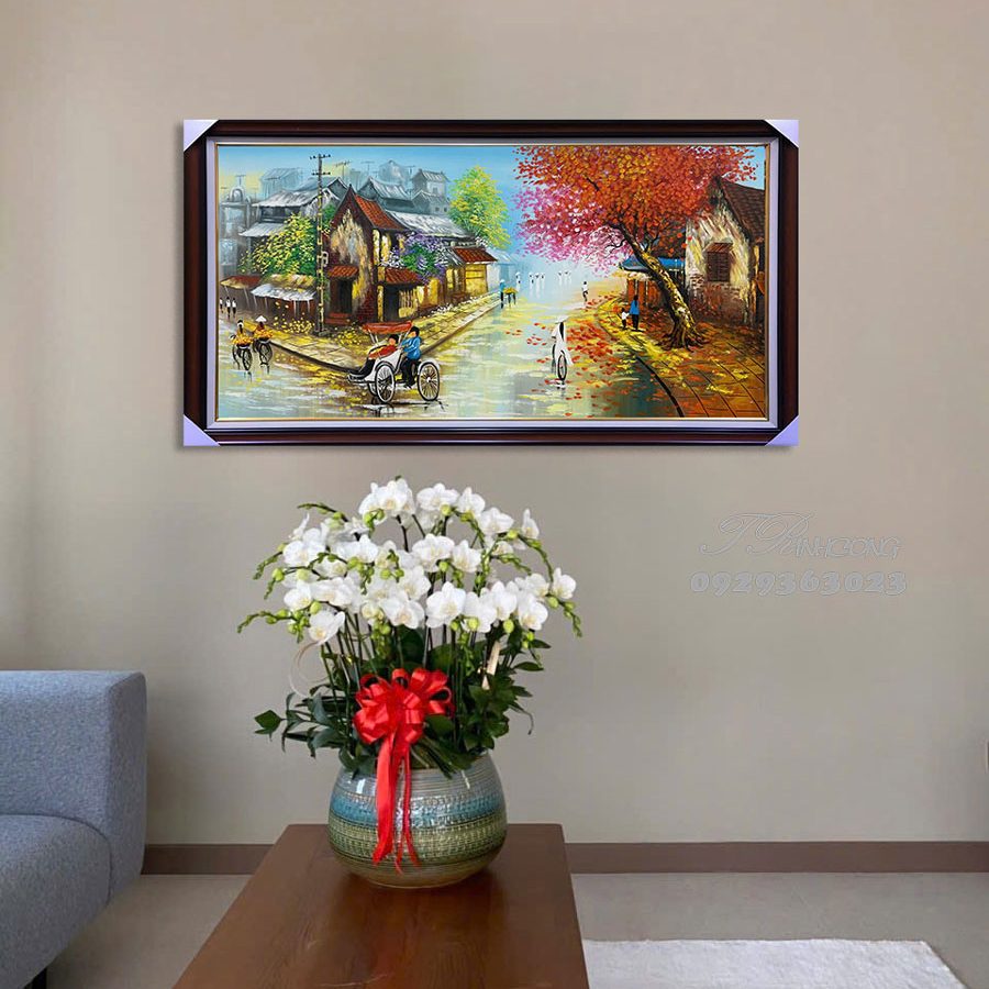Tranh sơn dầu Bình Yên Một Góc Phố SDTC48