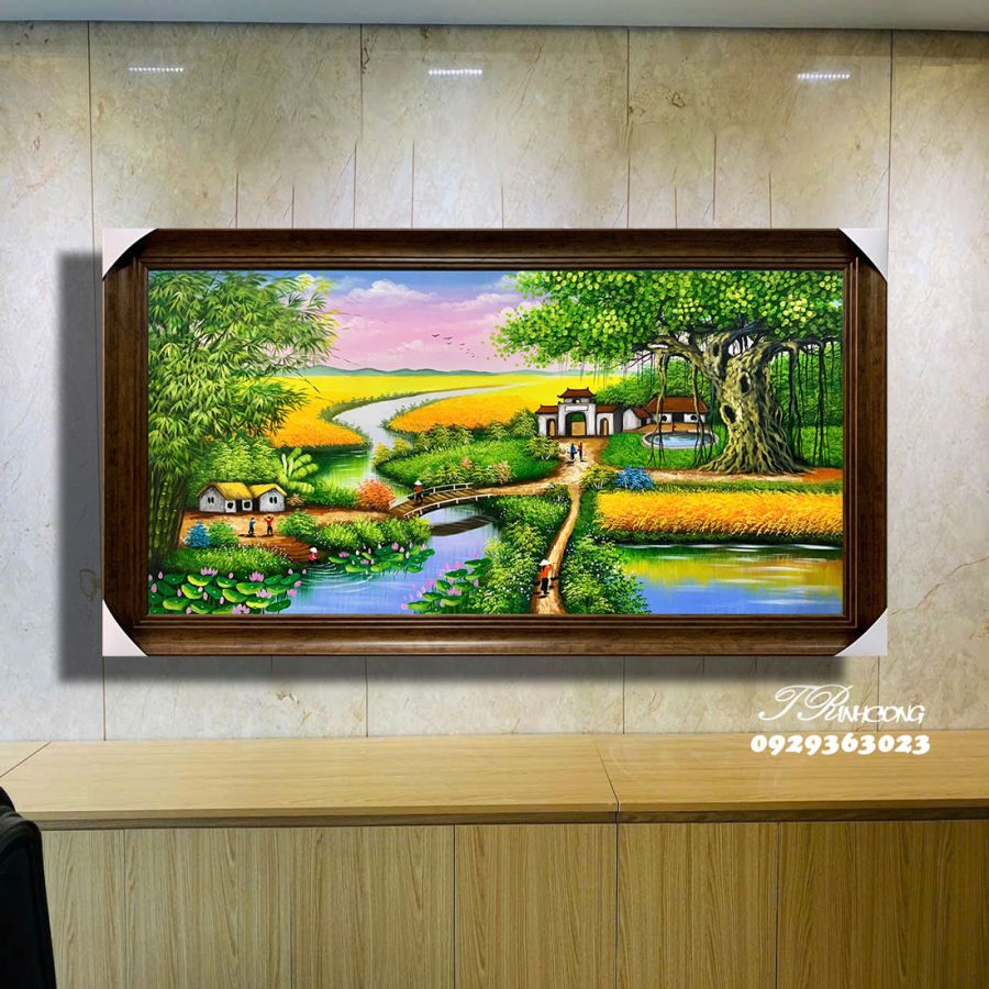 Tranh sơn dầu Bóng Đa Bên Đình SDTC105