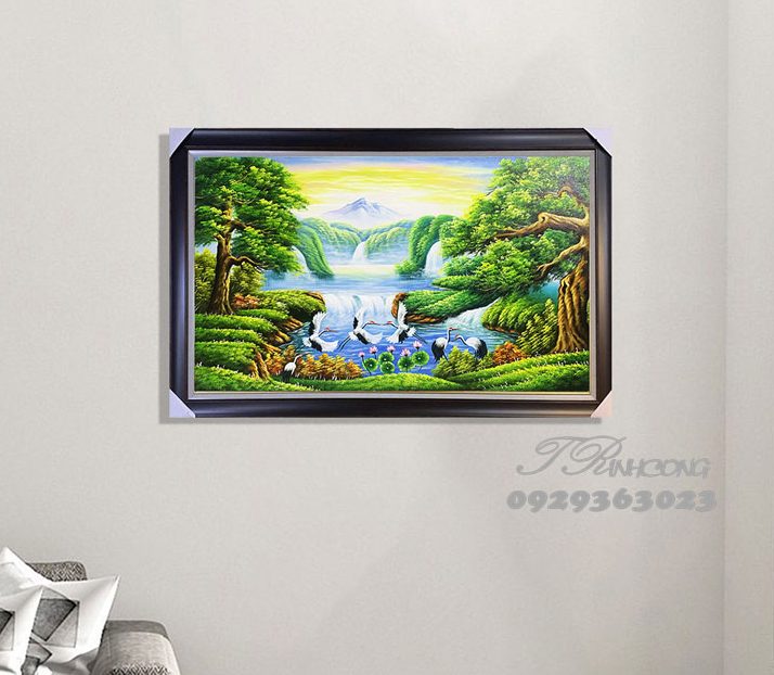 Tranh sơn dầu Chim Hạc Bên Suối SDTC77
