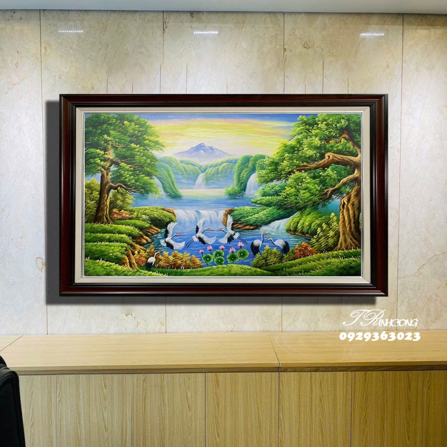 Tranh sơn dầu Chim Hạc Bên Suối SDTC77