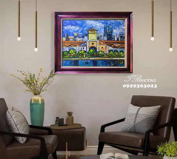 Tranh sơn dầu Chợ Bến Thành SDTC117