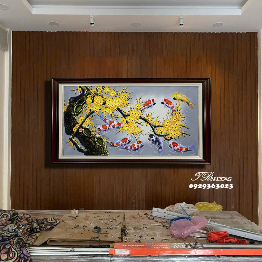 Tranh sơn dầu Cửu Ngư Hướng Phú SDTC83
