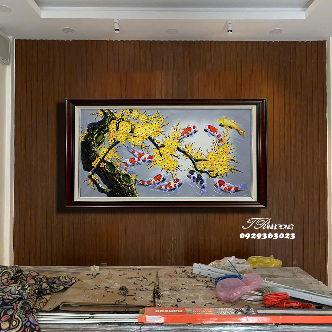 Tranh sơn dầu Cửu Ngư Hướng Phú SDTC83