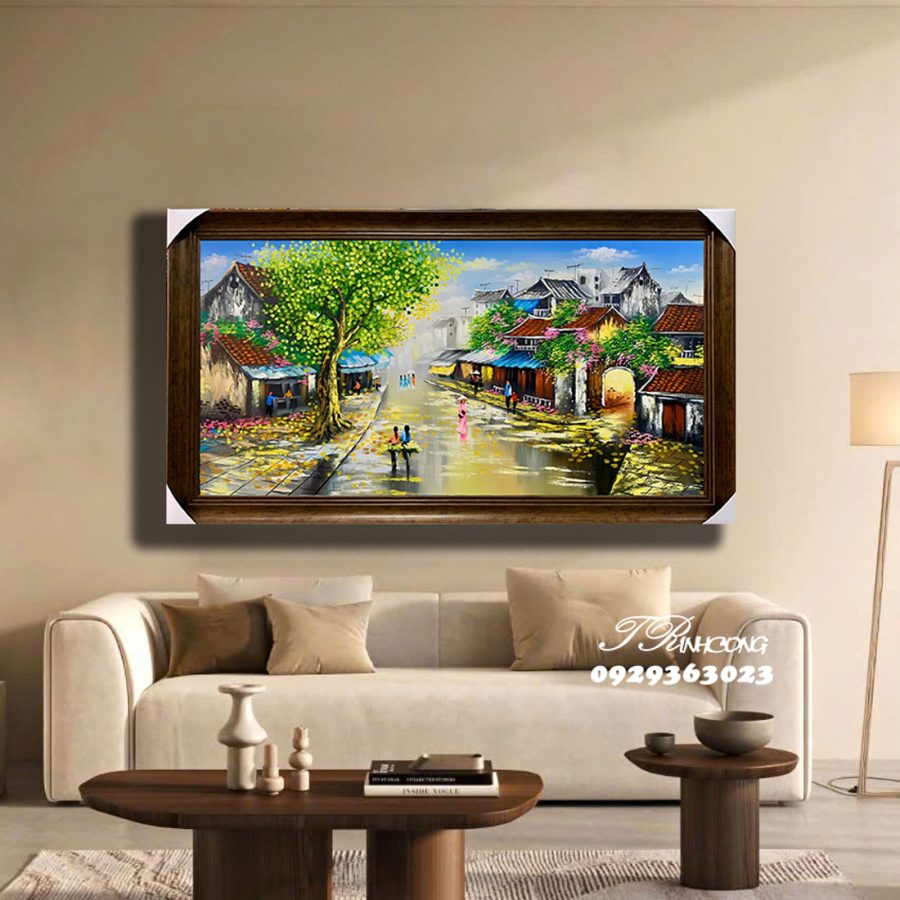 Tranh sơn dầu Dáng Xưa Qua Phố SDTC42