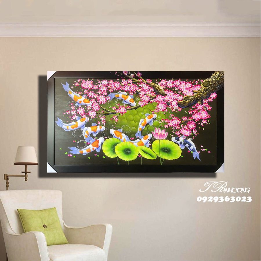 Tranh sơn dầu Đào Nở Hồ Sen SDTC85