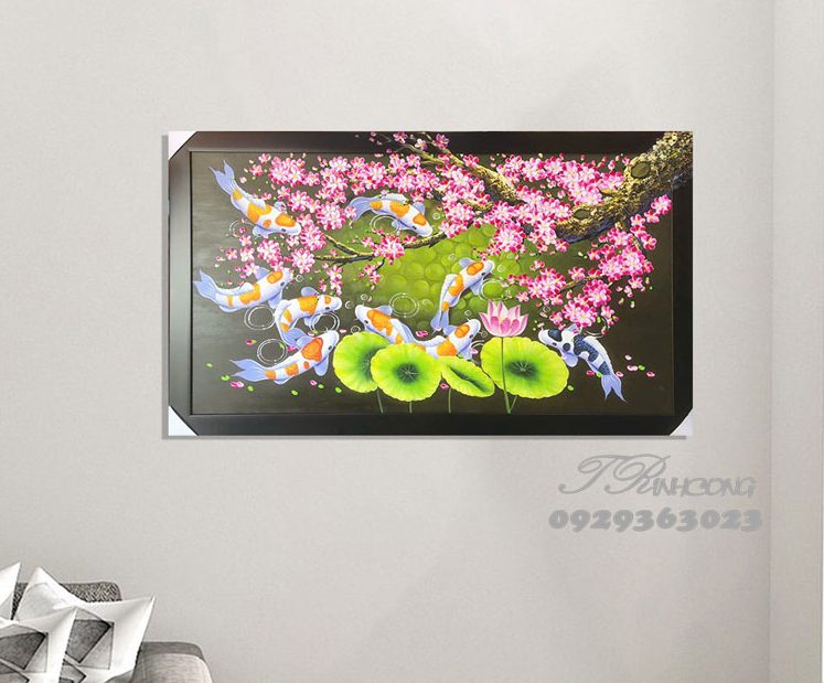 Tranh sơn dầu Đào Nở Hồ Sen SDTC85