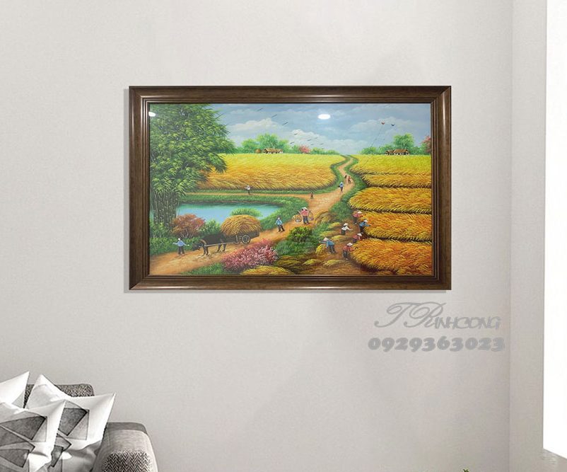 Tranh sơn dầu Đồng Quê Ngày Gặt SDTC104