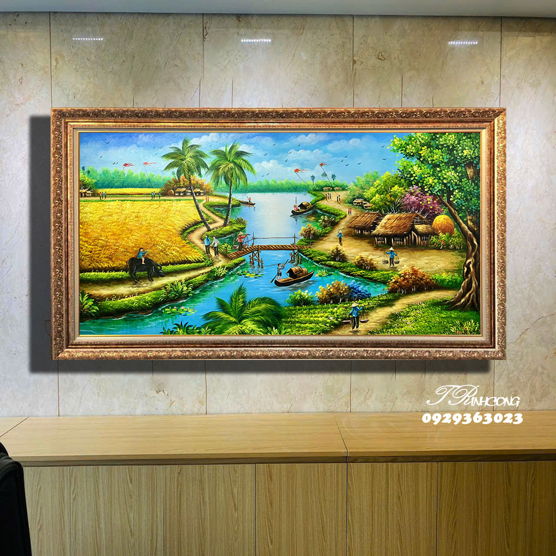 Tranh sơn dầu Dòng Sông Quê Hương SDTC96