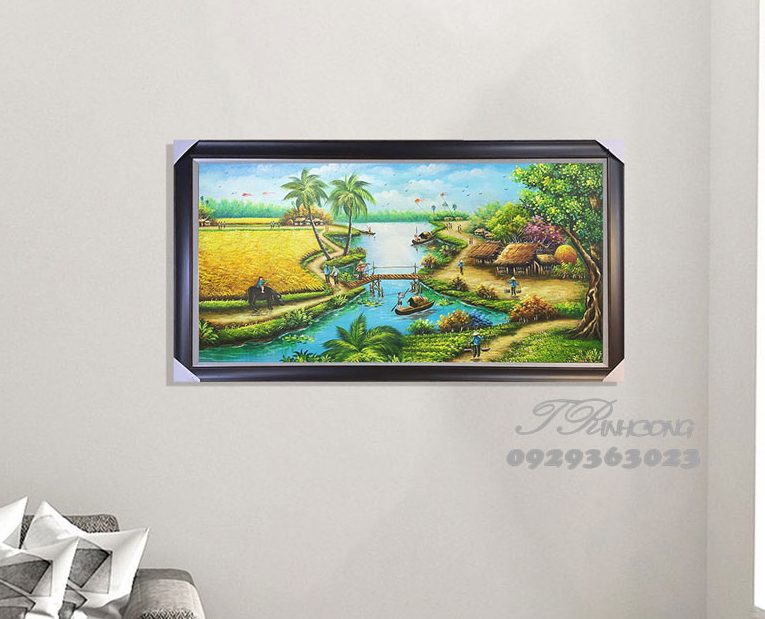 Tranh sơn dầu Dòng Sông Quê Hương SDTC96