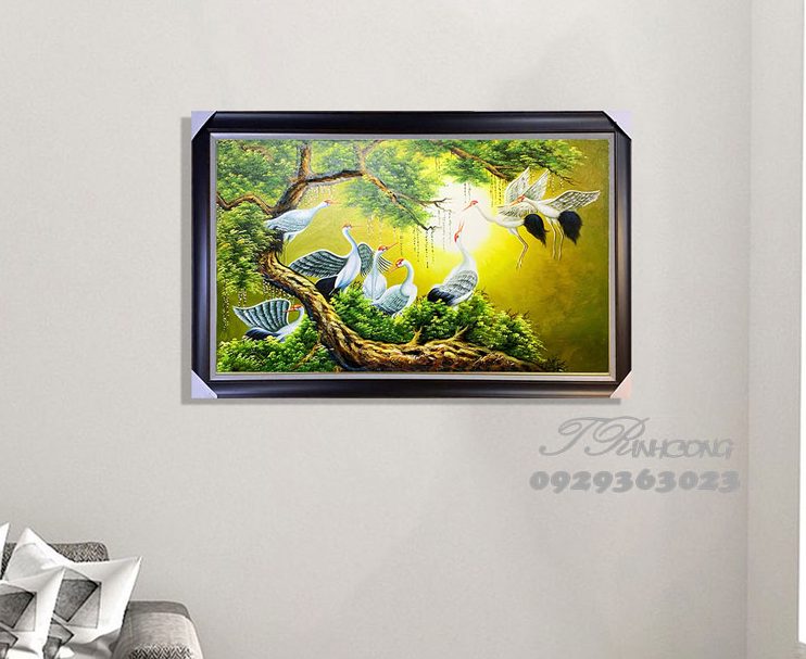 Tranh sơn dầu Hạc Vũ Dưới Nắng SDTC78