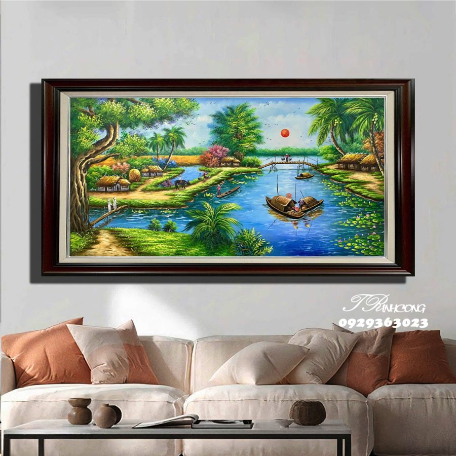 Tranh sơn dầu Miền Quê Sông Nước SDTC99