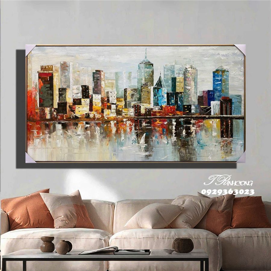 Tranh sơn dầu Phản Chiếu Đô Thị SDTC86