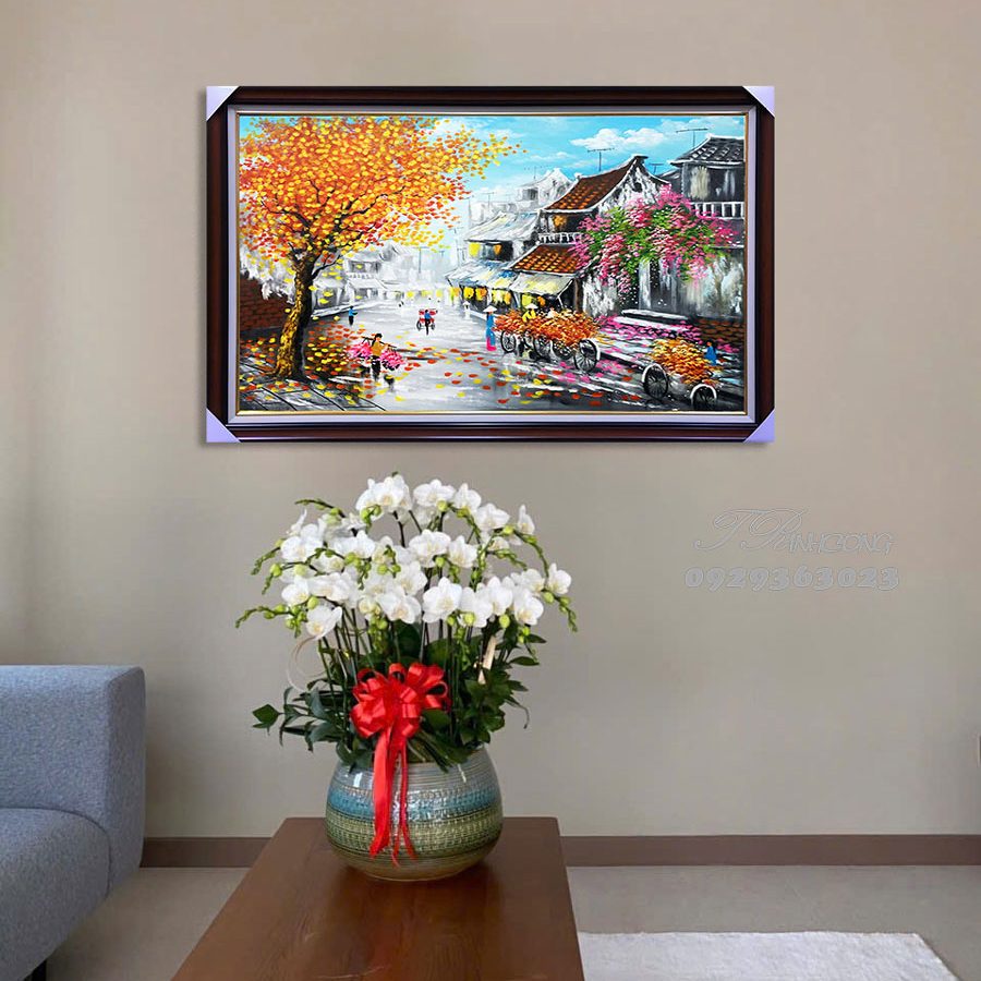 Tranh sơn dầu Phố Cổ Hai Mùa SDTC47