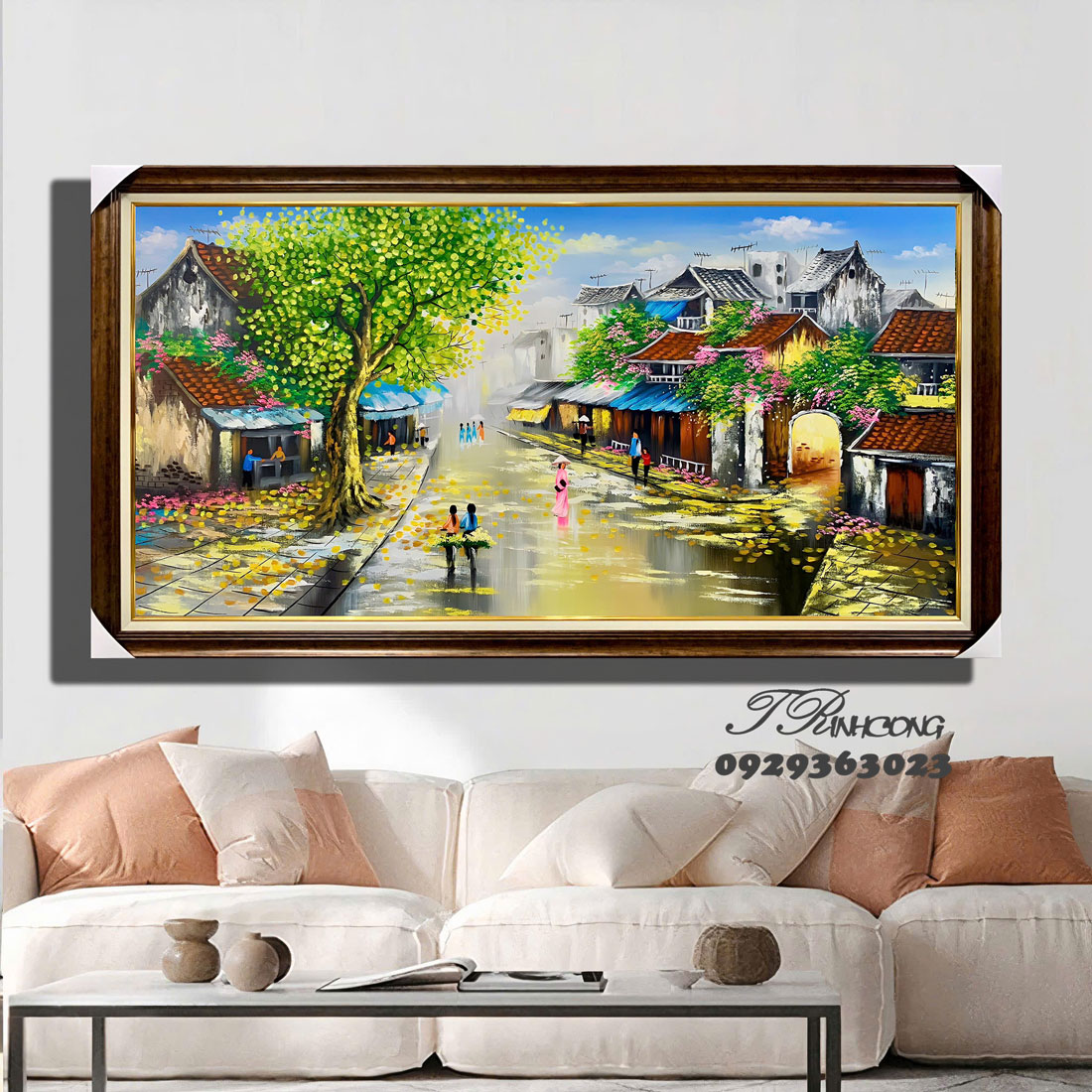 Tranh sơn dầu Phố Mùa Lá Rơi SDTC50