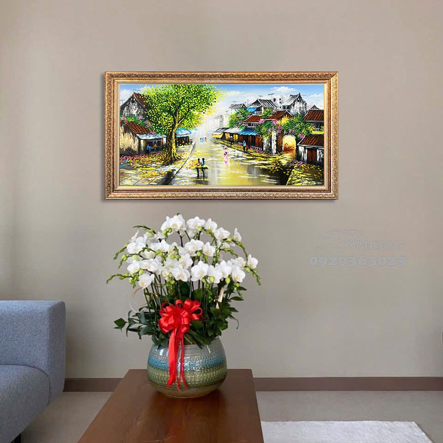 Tranh sơn dầu Phố Mùa Lá Rơi SDTC50