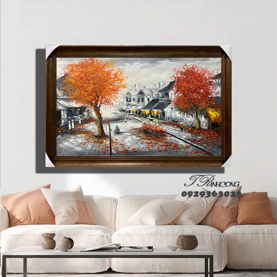 Tranh sơn dầu Phố Thu Ký Ức SDTC43