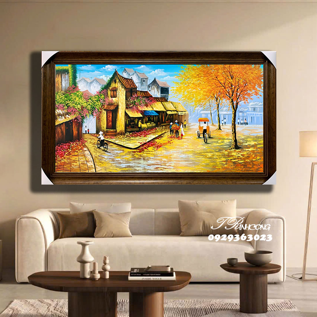 Tranh sơn dầu Phố Vàng Mùa Thu SDTC51