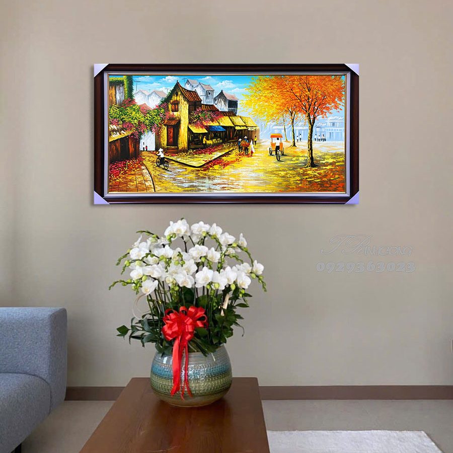 Tranh sơn dầu Phố Vàng Mùa Thu SDTC51