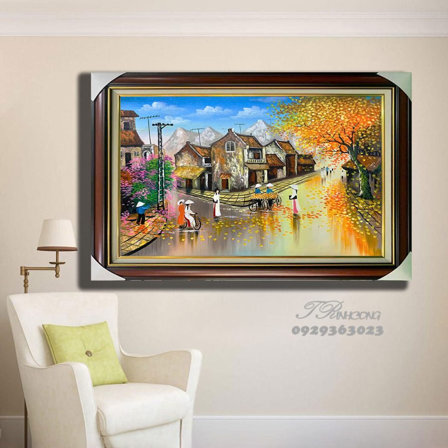 Tranh sơn dầu Phố Vàng Trong Nắng SDTC52