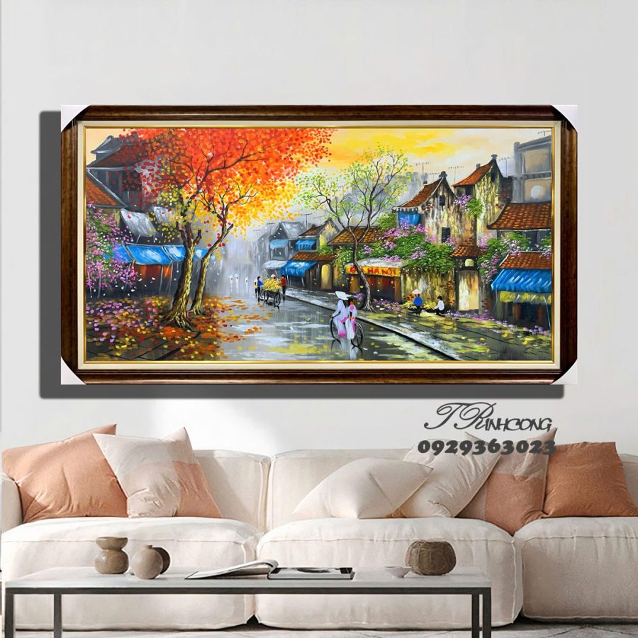 Tranh sơn dầu Phố Xưa Bốn Mùa SDTC44