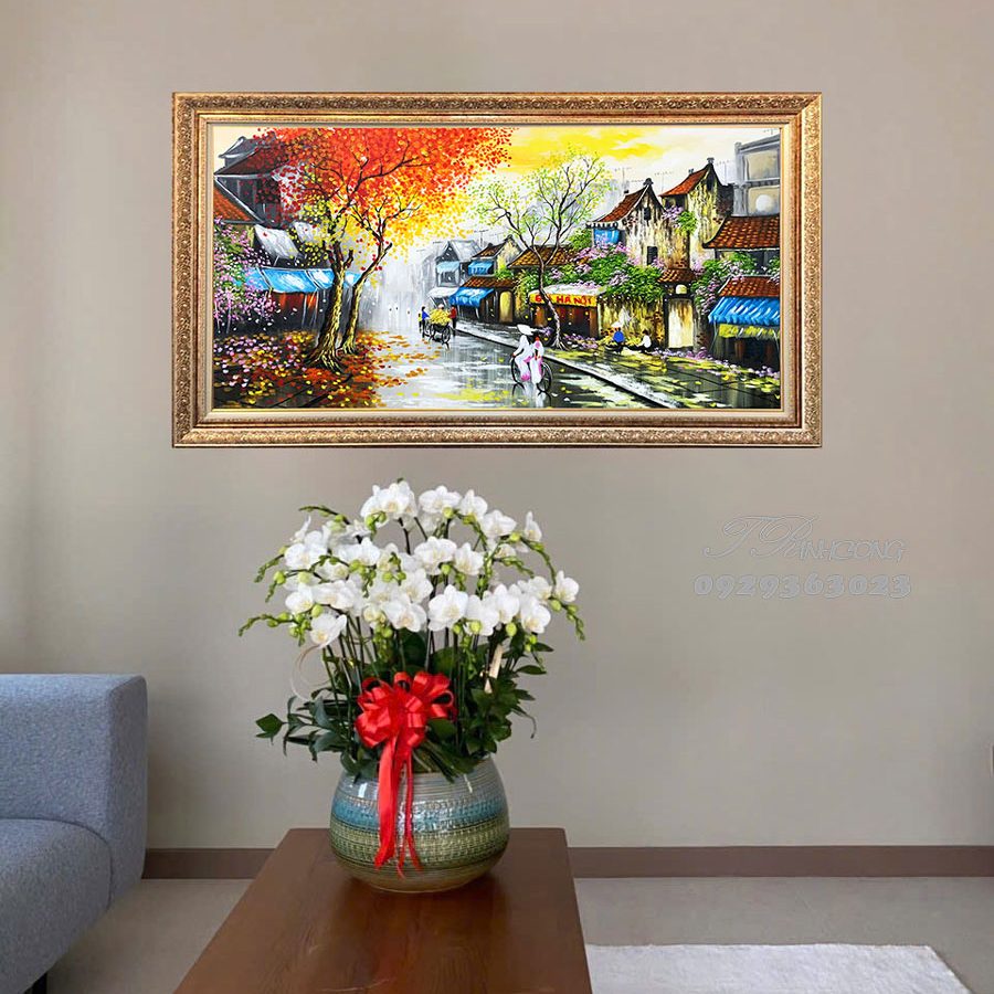 Tranh sơn dầu Phố Xưa Bốn Mùa SDTC44