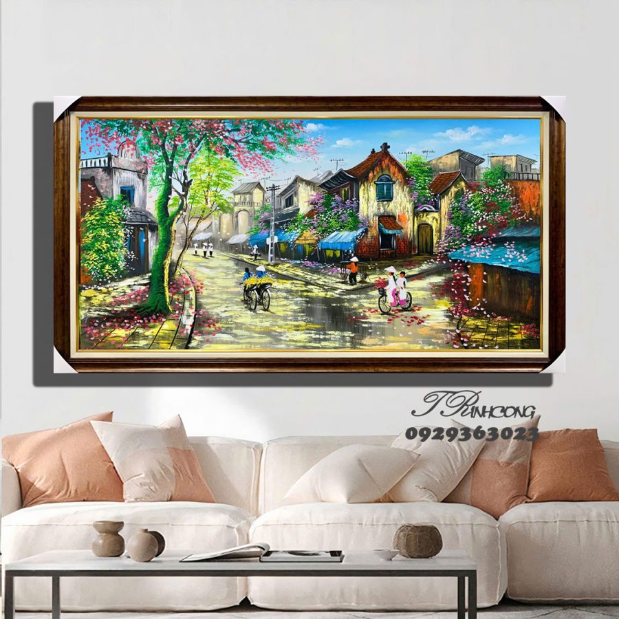 Tranh sơn dầu Phố Xưa Hai Mùa SDTC45