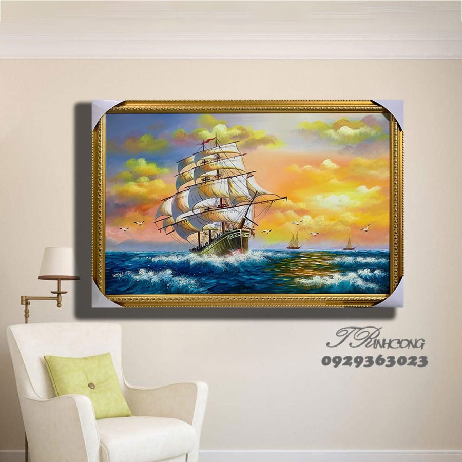 Tranh sơn dầu Thuận Buồm Rạng Đông SDTC64