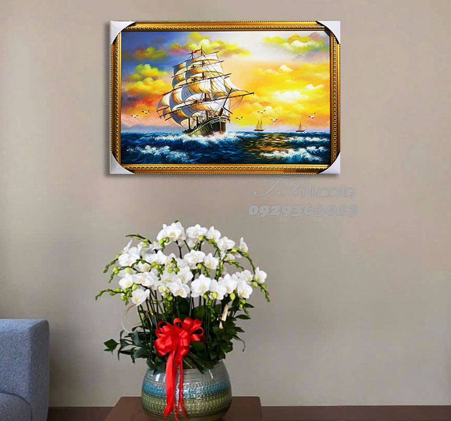 Tranh sơn dầu Thuận Buồm Rạng Đông SDTC64