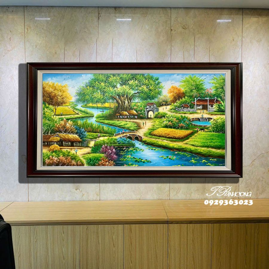 Tranh sơn dầu Về Qua Cổng Làng SDTC101