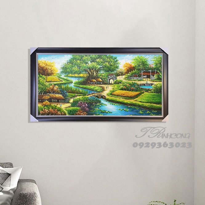 Tranh sơn dầu về Qua Cổng Làng SDTC101