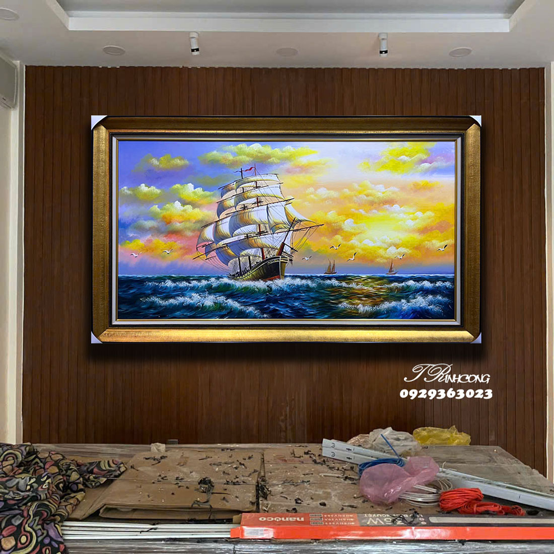 Tranh sơn dầu Vượt Sóng Ra Khơi SDTC110