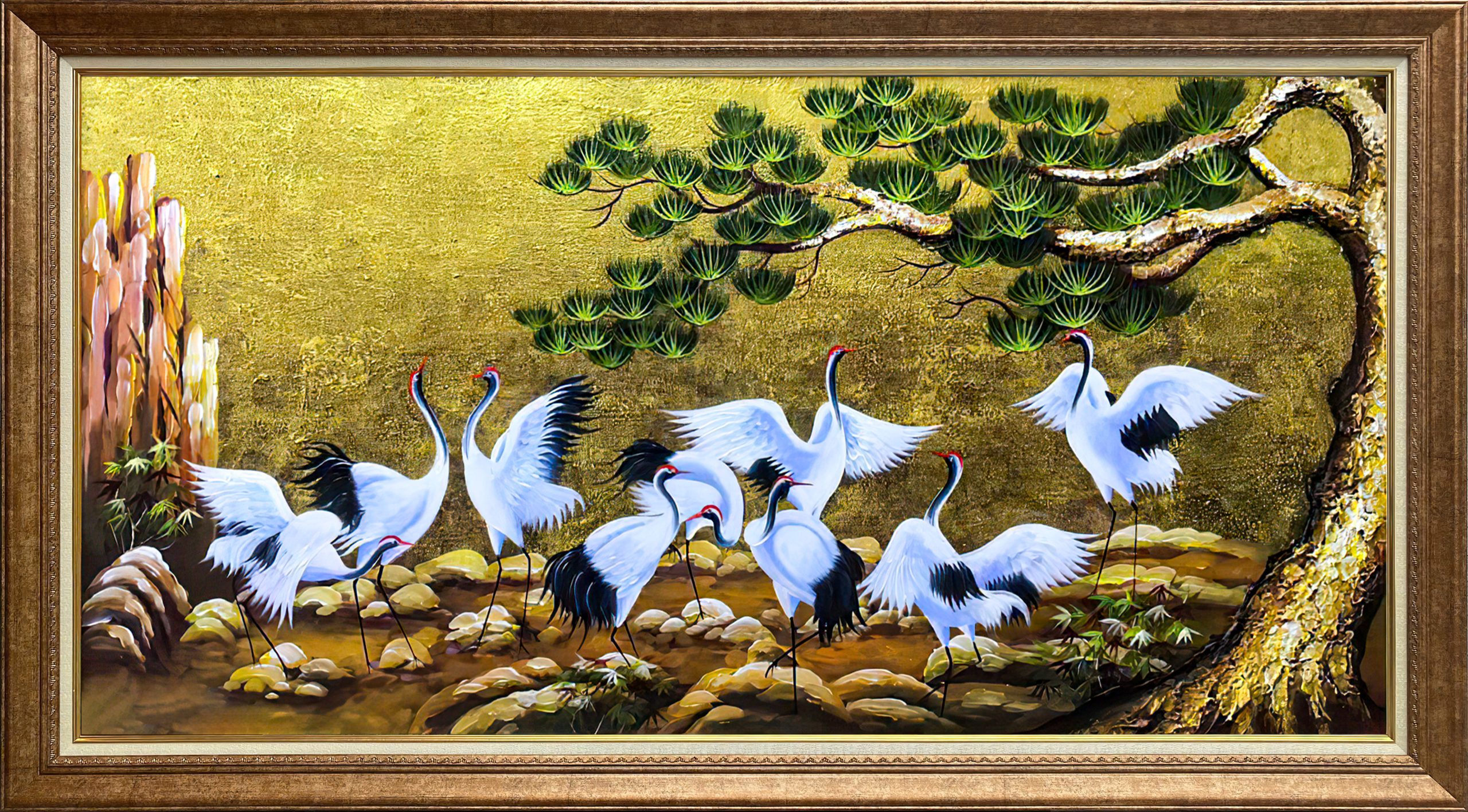 Tranh Sơn Dầu Dát Vàng Phong Thủy