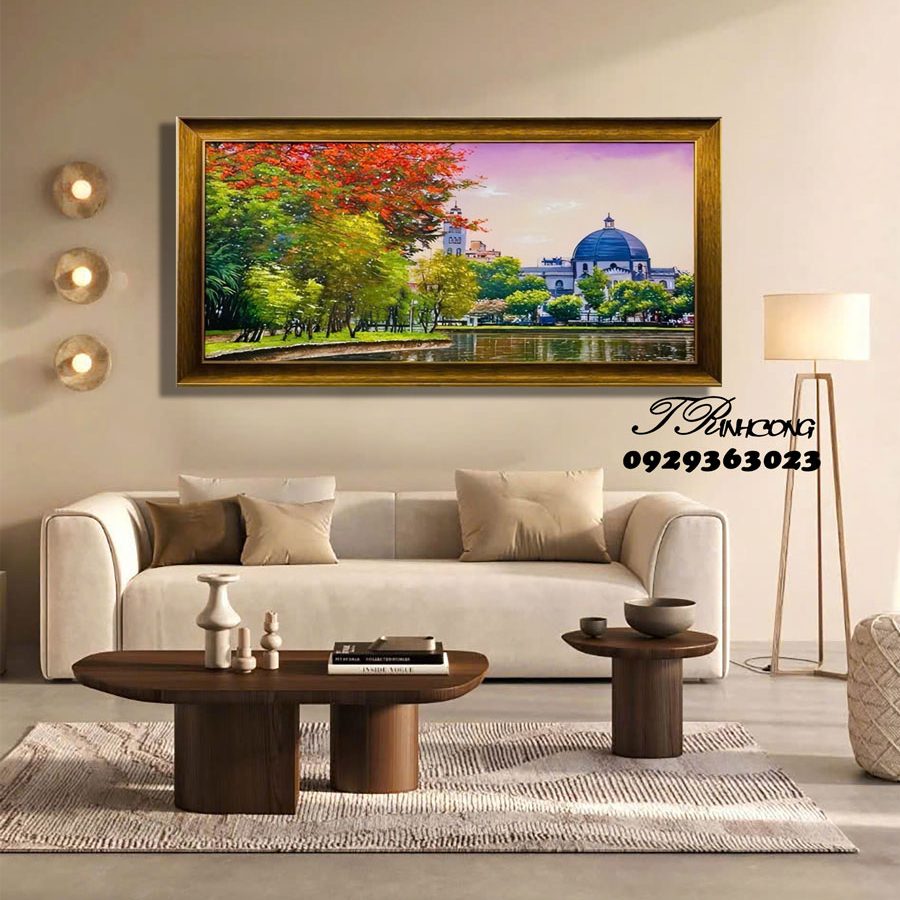 Tranh sơn dầu Thu Vàng Bên Hồ SDTC171