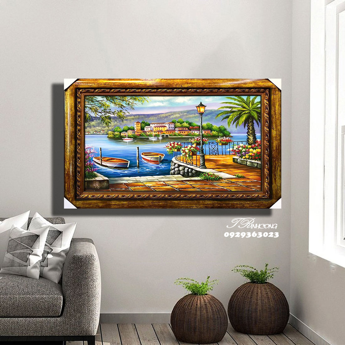 Tranh sơn dầu Bến Thuyền Châu Âu SDTC211