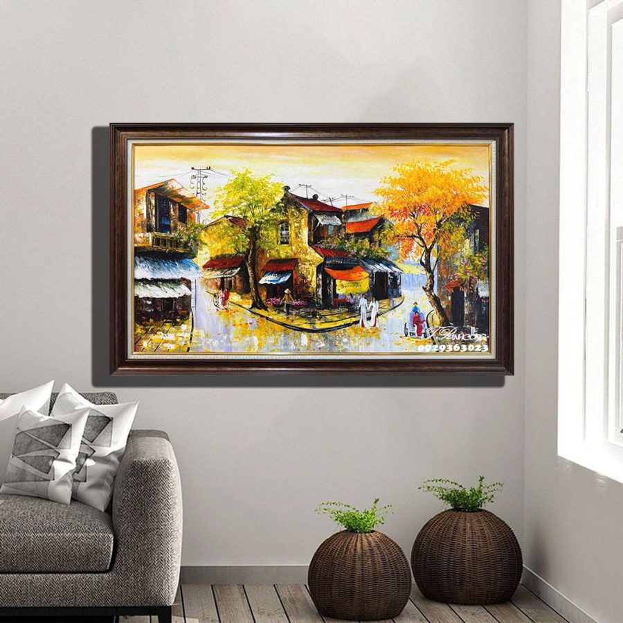 Tranh sơn dầu Phố Cổ Rêu Phong SDTC89