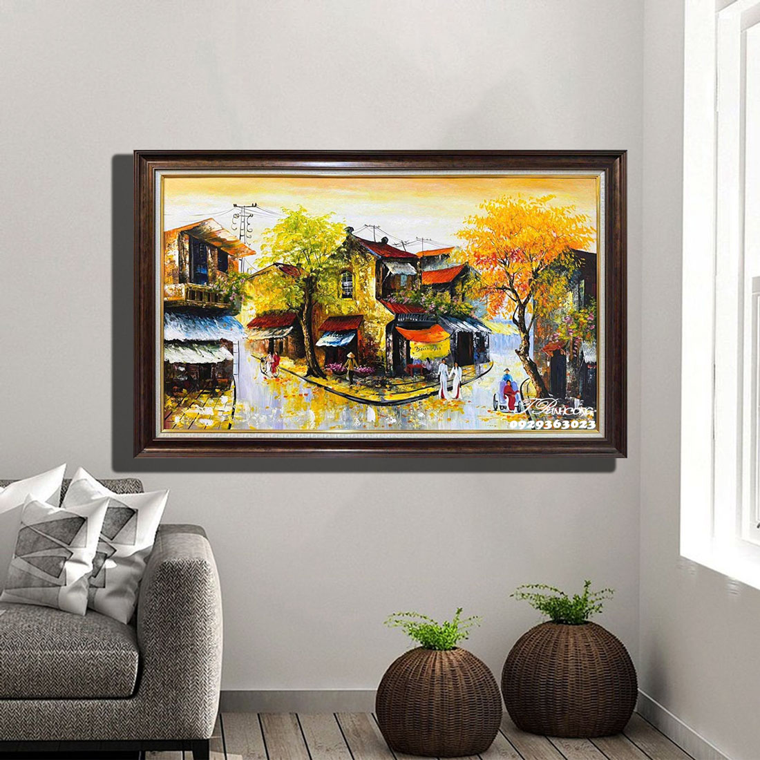 Tranh sơn dầu Phố Cổ Rêu Phong SDTC89