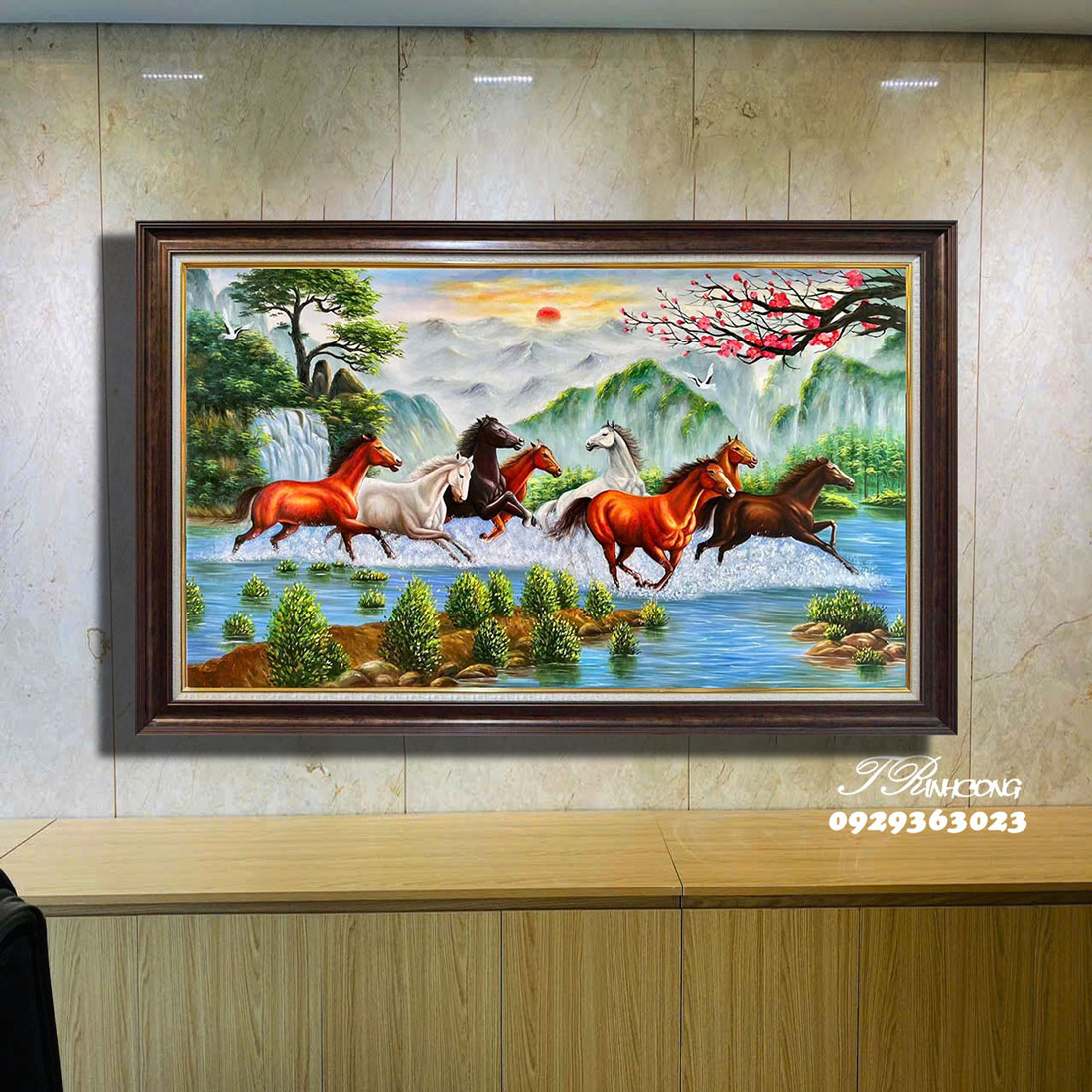 Tranh sơn dầu Thất Mã Vượt Suối SDTC210