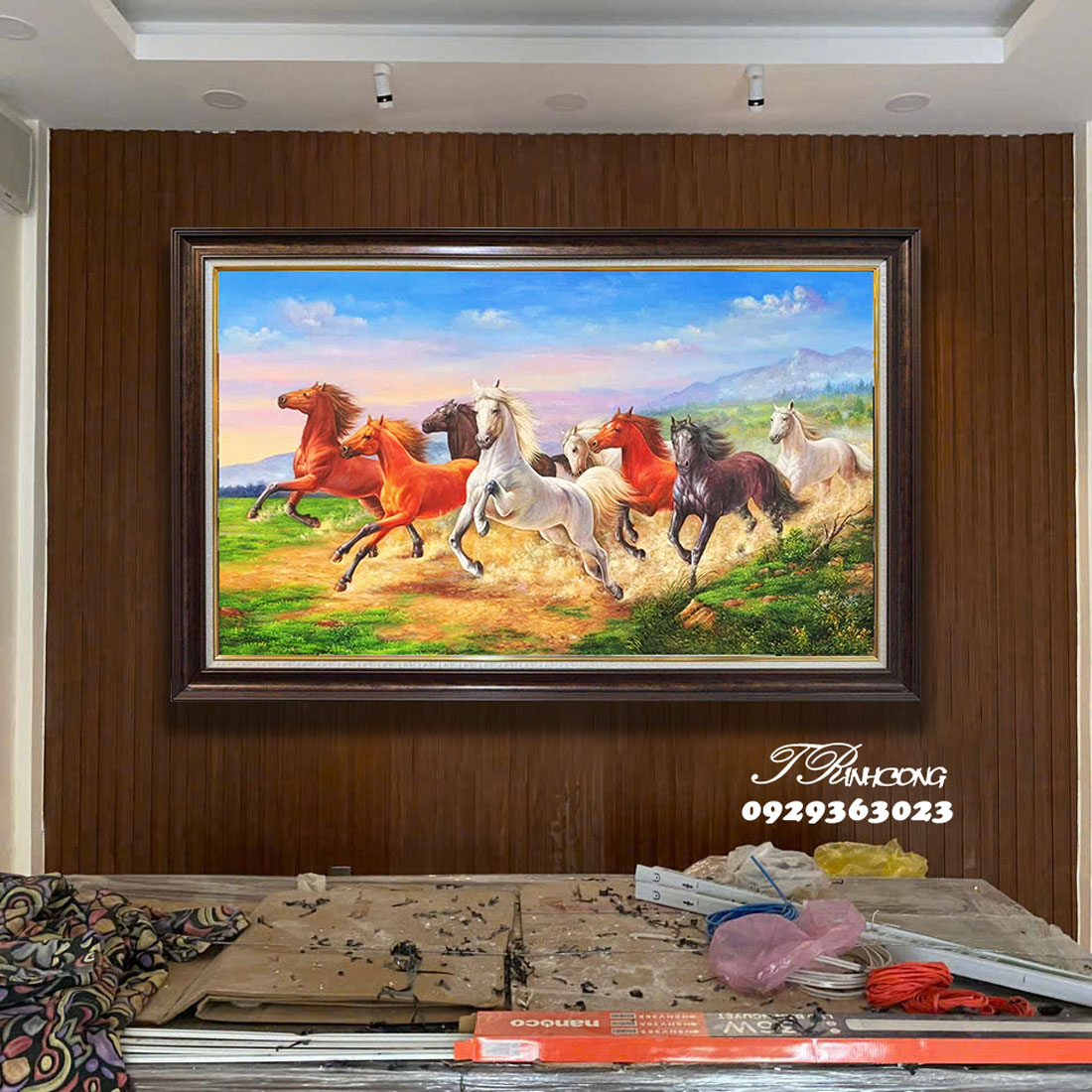 Tranh sơn dầu Bát Mã Đồng Cỏ SDTC223