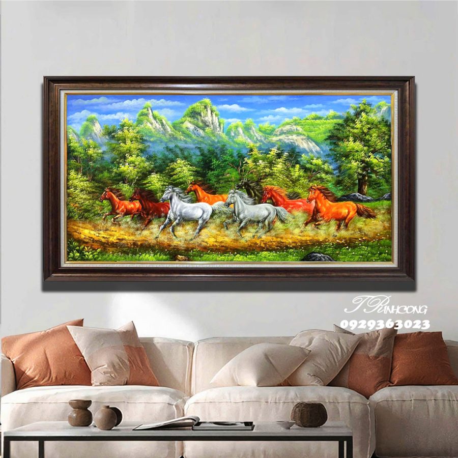 Tranh sơn dầu Bát Mã Lâm Sơn SDTC220