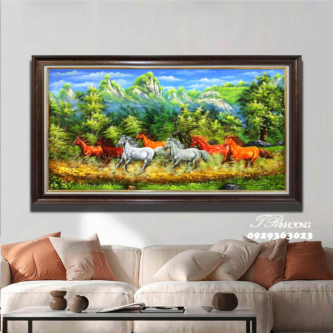 Tranh sơn dầu Bát Mã Lâm Sơn SDTC220
