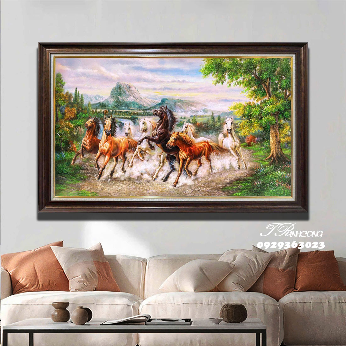 Tranh sơn dầu Bát Mã Sơn Thủy SDTC219