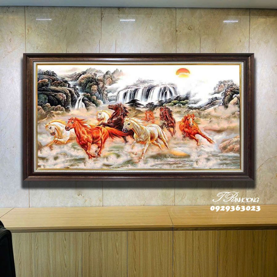 Tranh sơn dầu Bát Mã Thảo nguyên Hùng Vĩ SDTC218