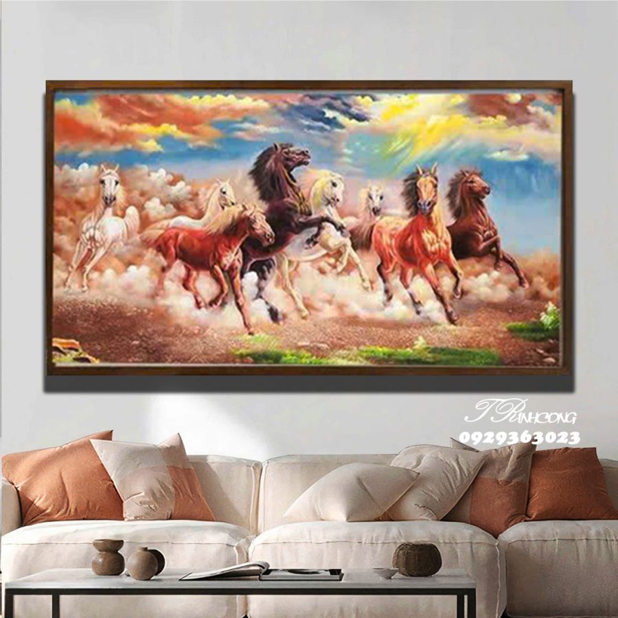 Tranh sơn dầu Bát Mã Thảo Nguyên SDTC12