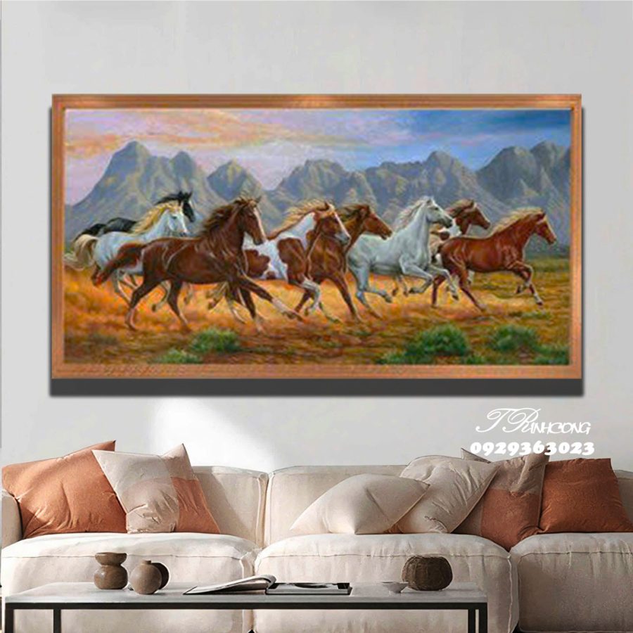 Tranh sơn dầu Bát Mã Thảo Nguyên SDTC17