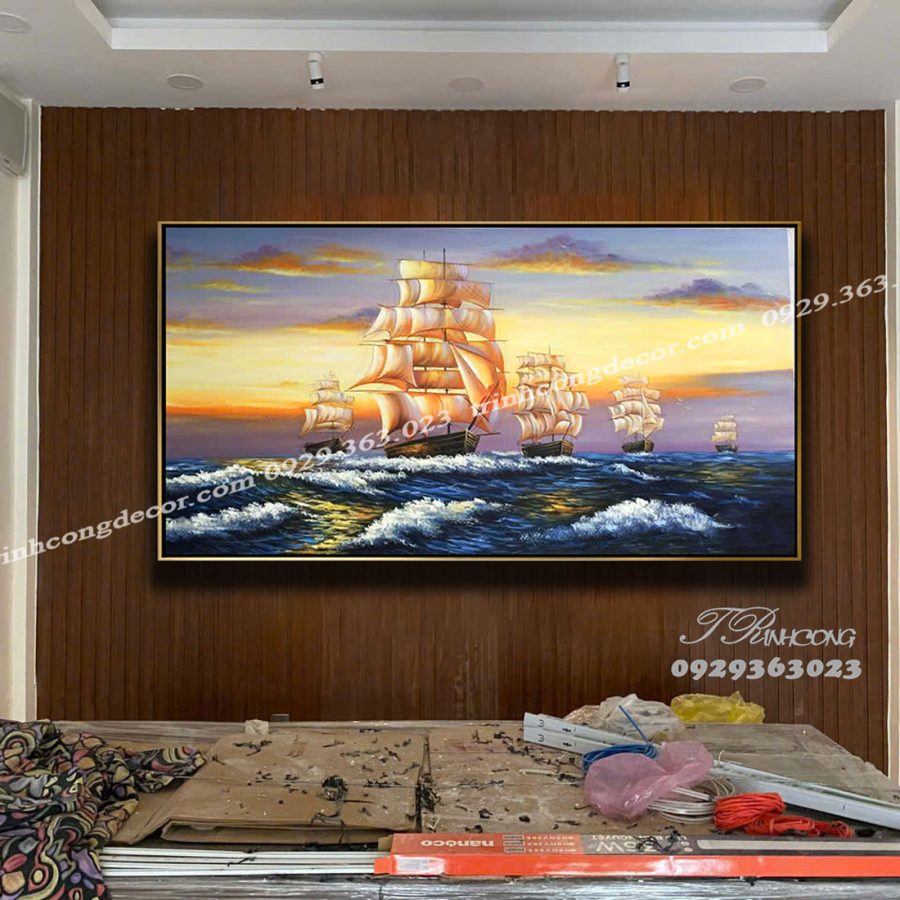 Tranh sơn dầu Cùng Buồm Tiến Bức SDTC260