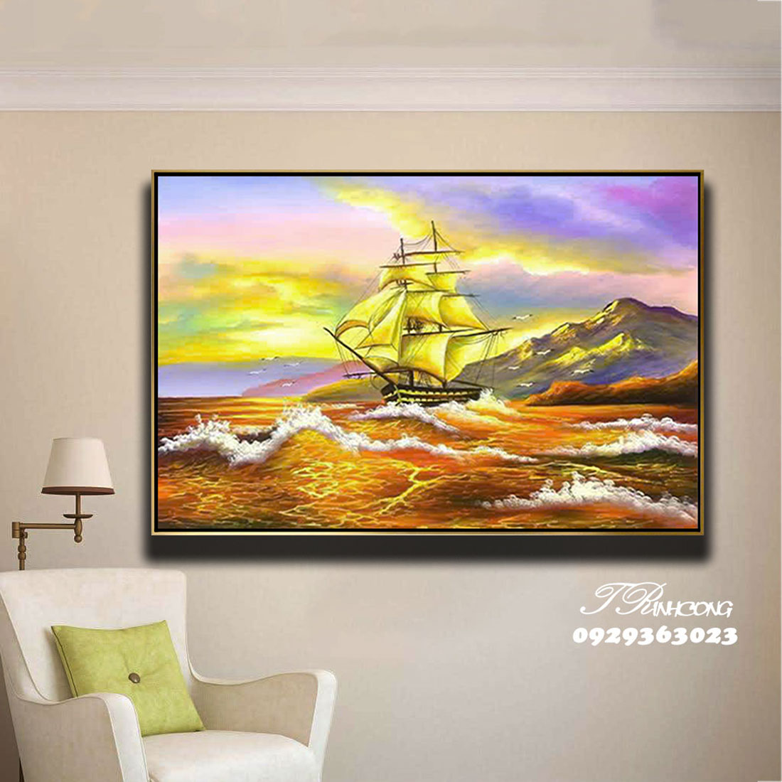 Tranh sơn dầu Hải Trình Ánh Kim SDTC262