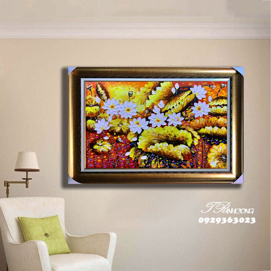 Tranh sơn dầu Kim Liên Khai Phúc SDTC237