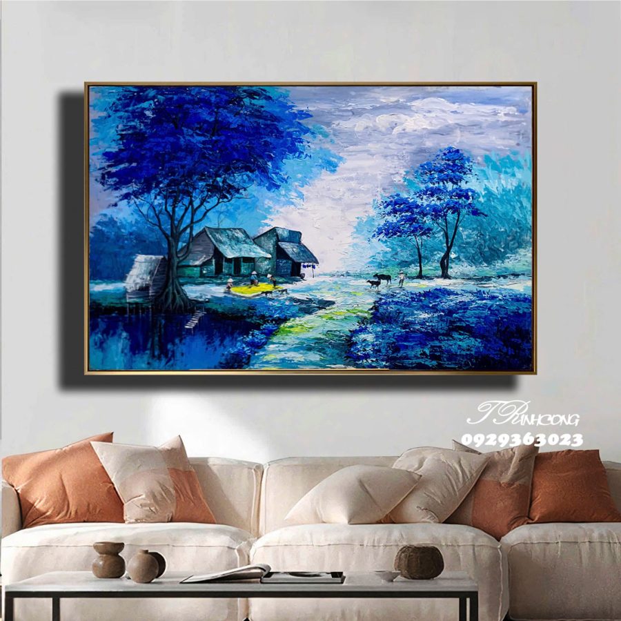 Tranh sơn dầu Làng Quê Trong Sương SDTC246